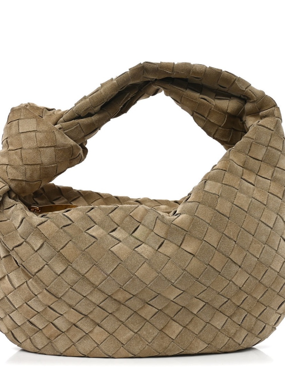 Bottega Veneta Suede Calfskin Intrecciato Teen Jodie Hobo Olive Green-Beige